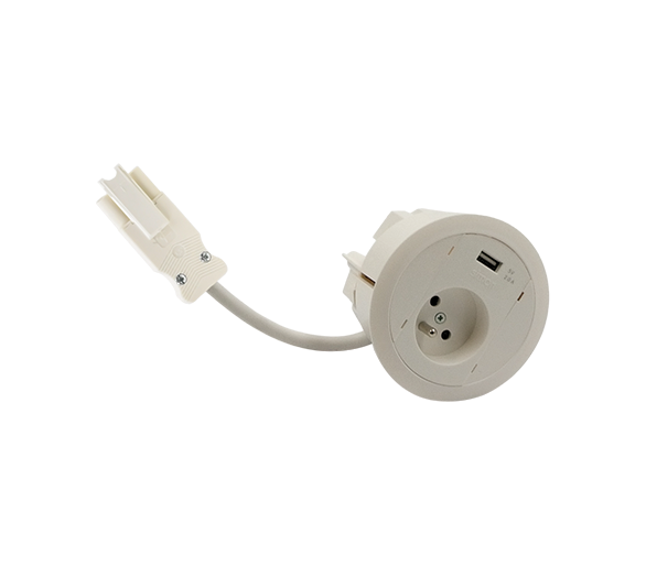 Gniazdo meblowe zest: 1x250V typ E+ładowarka USB typ A, szybkozłącze w układzie Wieland, biały Simon 480 48310E10C000000-33