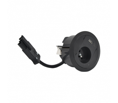 Gniazdo meblowe zest: 1x250V typ E+ładowarka USB typ A, szybkozłącze w układzie Wieland, czarny Simon 480 48310E10C000000-44
