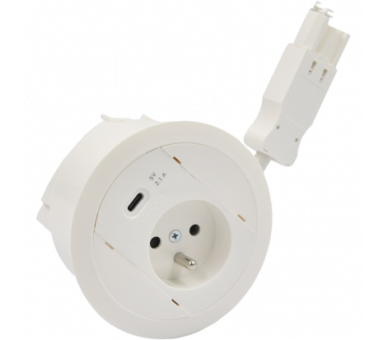 Gniazdo meblowe zest: 1x250V typ E+ładowarka USB typ C, szybkozłącze w układzie Wieland, biały Simon 480 48310E10E000000-33