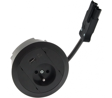 Gniazdo meblowe zest: 1x250V typ E+ładowarka USB typ C, szybkozłącze w układzie Wieland, czarny Simon 480 48310E10E000000-44