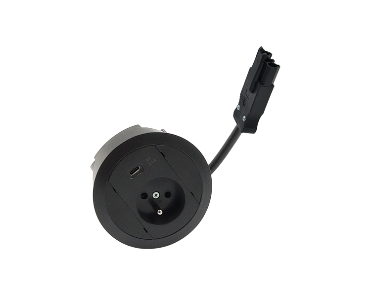 Gniazdo meblowe zest: 1x250V typ E+ładowarka USB typ C, szybkozłącze w układzie Wieland, czarny Simon 480 48310E10E000000-44 Gniazdo meblowe zest: 1x250V typ E+ładowarka USB typ C, szybkozłącze w układzie Wieland, czarny Simon 480 48310E10E000000-44
