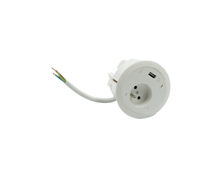 Gniazdo meblowe zest: 1x250V typ E+ładowarka USB typ A, przewód 15 cm, biały Simon 480 48330E10C000000-33 Gniazdo meblowe zest: 1x250V typ E+ładowarka USB typ A, przewód 15 cm, biały Simon 480 48330E10C000000-33