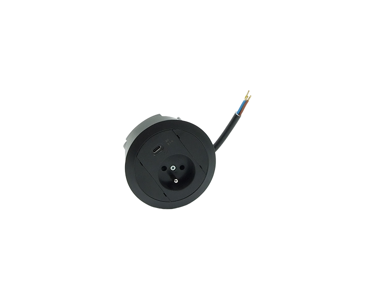Gniazdo meblowe zest: 1x250V typ E+ładowarka USB typ A, przewód 15 cm, czarny Simon 480 48330E10C000000-44 Gniazdo meblowe zest: 1x250V typ E+ładowarka USB typ A, przewód 15 cm, czarny Simon 480 48330E10C000000-44