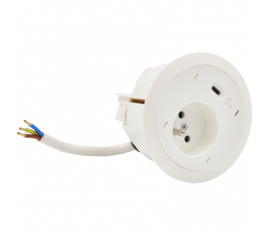 Gniazdo meblowe zest: 1x250V typ E+ładowarka USB typ C, przewód 15 cm, biały Simon 480 48330E10E000000-33