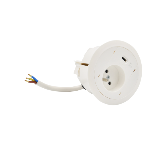 Gniazdo meblowe zest: 1x250V typ E+ładowarka USB typ C, przewód 15 cm, biały Simon 480 48330E10E000000-33