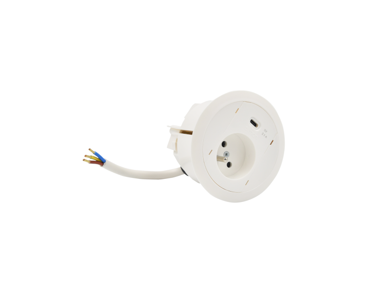 Gniazdo meblowe zest: 1x250V typ E+ładowarka USB typ C, przewód 15 cm, biały Simon 480 48330E10E000000-33 Gniazdo meblowe zest: 1x250V typ E+ładowarka USB typ C, przewód 15 cm, biały Simon 480 48330E10E000000-33