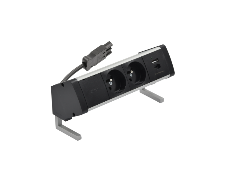 Biurkowy zestaw gniazd: 2x250V typ E+ładowarka USB A-C, szybkozłącze w układzie Wieland, aluminium czarny Simon 480 48410E20B000000-40 Biurkowy zestaw gniazd: 2x250V typ E+ładowarka USB A-C, szybkozłącze w układzie Wieland, aluminium czarny Simon 480 48410E20B000000-40