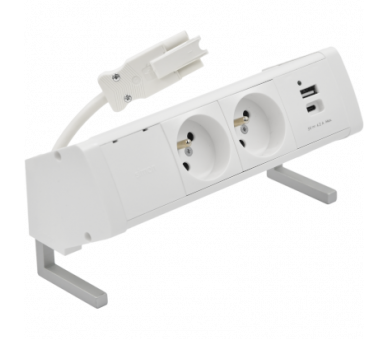 Biurkowy zestaw gniazd: 2x250V typ E+ładowarka USB A-C, szybkozłącze w układzie Wieland, biały Simon 480 48410E20B000000-33