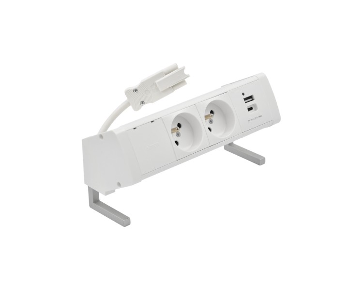 Biurkowy zestaw gniazd: 2x250V typ E+ładowarka USB A-C, szybkozłącze w układzie Wieland, biały Simon 480 48410E20B000000-33 Biurkowy zestaw gniazd: 2x250V typ E+ładowarka USB A-C, szybkozłącze w układzie Wieland, biały Simon 480 48410E20B000000-33