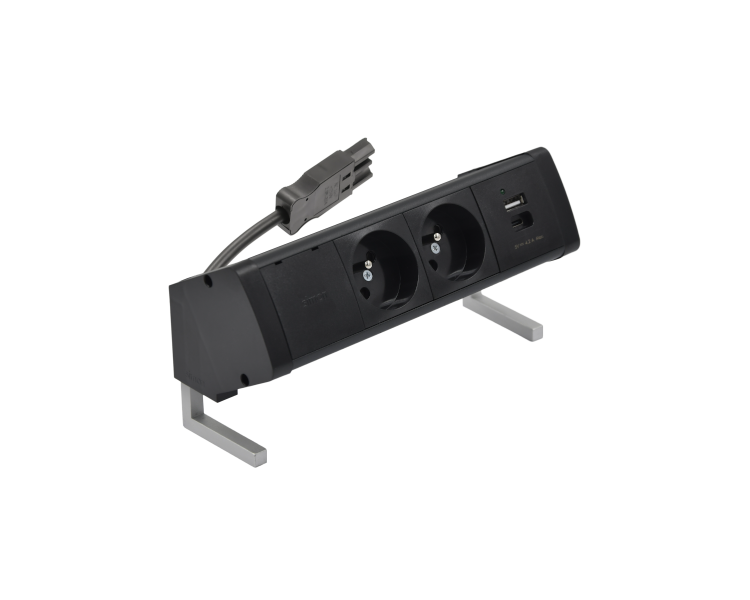 Biurkowy zestaw gniazd: 2x250V typ E+ładowarka USB A-C, szybkozłącze w układzie Wieland, czarny Simon 480 48410E20B000000-44 Biurkowy zestaw gniazd: 2x250V typ E+ładowarka USB A-C, szybkozłącze w układzie Wieland, czarny Simon 480 48410E20B000000-44