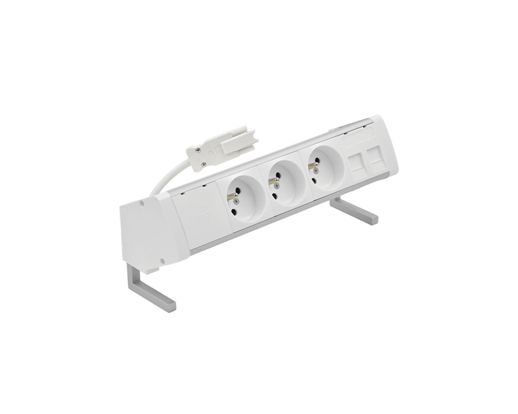 Biurkowy zestaw gniazd: 3x250V typ E+plakietka 2xRJ45 z mocowaniem Keystone, szybkozłącze w układzie Wieland, aluminium biały Simon 480 48410E300K00000-30 Biurkowy zestaw gniazd: 3x250V typ E+plakietka 2xRJ45 z mocowaniem Keystone, szybkozłącze w układzie Wieland, aluminium biały Simon 480 48410E300K00000-30