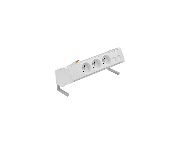 Biurkowy zestaw gniazd: 3x250V typ E+plakietka 2xRJ45 z mocowaniem Keystone, przewód 15 cm, aluminium biały Simon 480 48430E300K00000-30 Biurkowy zestaw gniazd: 3x250V typ E+plakietka 2xRJ45 z mocowaniem Keystone, przewód 15 cm, aluminium biały Simon 480 48430E300K00000-30
