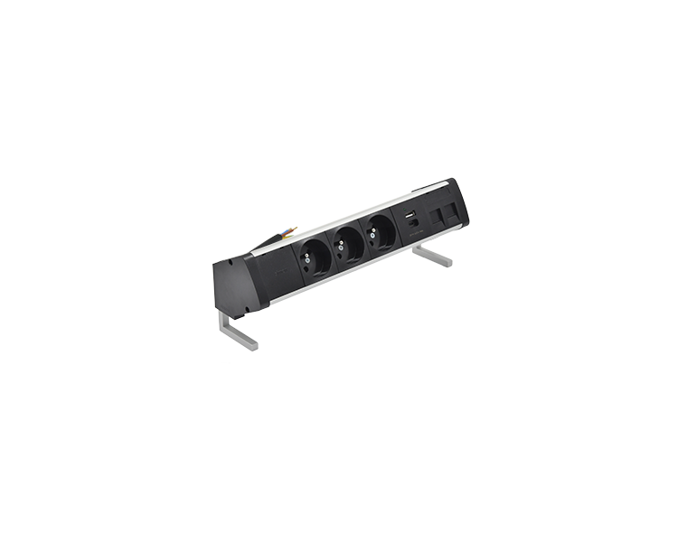 Biurkowy zestaw gniazd: 3x250V typ E+ładow. USB A-C+ plakietka 2xRJ45 z mocowaniem Keystone, przewód 15 cm, aluminium czarny Simon 480 48430E30BK00000-40 Biurkowy zestaw gniazd: 3x250V typ E+ładow. USB A-C+ plakietka 2xRJ45 z mocowaniem Keystone, przewód 15 cm, aluminium czarny Simon 480 48430E30BK00000-40