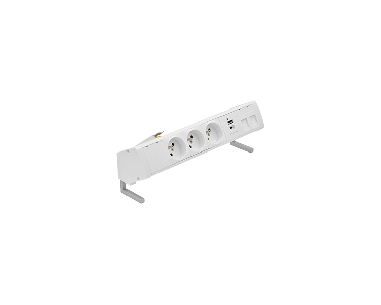 Biurkowy zestaw gniazd: 3x250V typ E+ładow. USB A-C+ plakietka 2xRJ45 z mocowaniem Keystone, przewód 15 cm, biały Simon 480 48430E30BK00000-33 Biurkowy zestaw gniazd: 3x250V typ E+ładow. USB A-C+ plakietka 2xRJ45 z mocowaniem Keystone, przewód 15 cm, biały Simon 480 48430E30BK00000-33