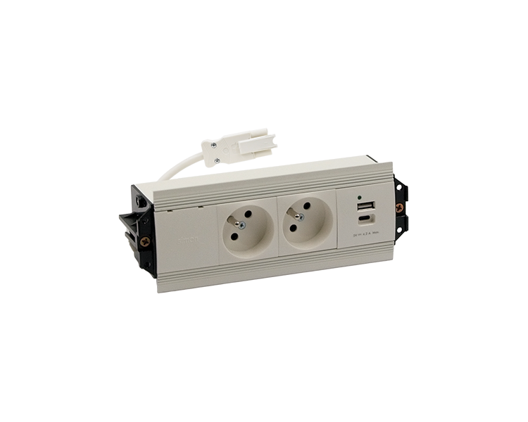 Mediaport Indesk: 2x250V typ E+ładowarka USB A-C, szybkozłącze w układzie Wieland, biały Simon 480 48510E20B000000-33 Mediaport Indesk: 2x250V typ E+ładowarka USB A-C, szybkozłącze w układzie Wieland, biały Simon 480 48510E20B000000-33
