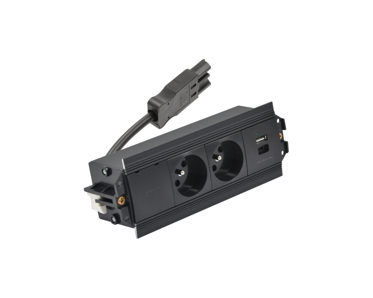 Mediaport Indesk: 2x250V typ E+ładowarka USB A-C, szybkozłącze w układzie Wieland, czarny Simon 480 48510E20B000000-44 Mediaport Indesk: 2x250V typ E+ładowarka USB A-C, szybkozłącze w układzie Wieland, czarny Simon 480 48510E20B000000-44