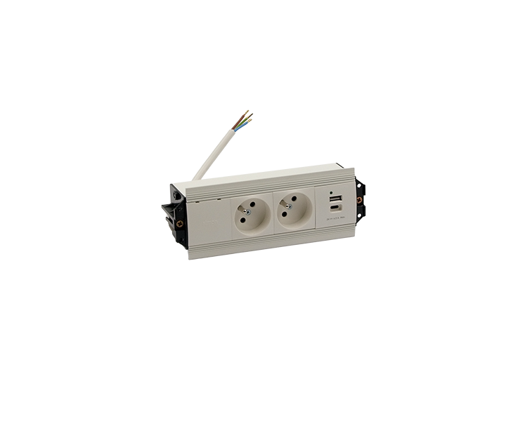 Mediaport Indesk: 2x250V typ E+ładowarka USB A-C, przewód 15 cm, biały Simon 480 48530E20B000000-33 Mediaport Indesk: 2x250V typ E+ładowarka USB A-C, przewód 15 cm, biały Simon 480 48530E20B000000-33