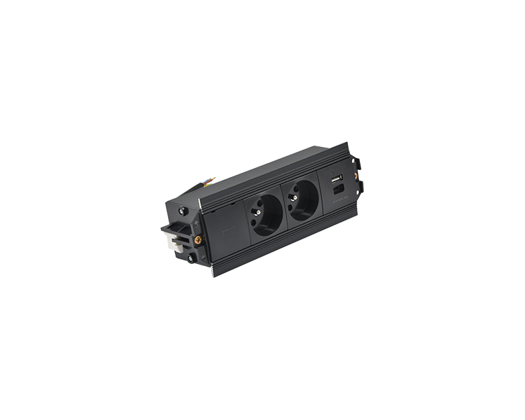 Mediaport Indesk: 2x250V typ E+ładowarka USB A-C, przewód 15 cm, czarny Simon 480 48530E20B000000-44 Mediaport Indesk: 2x250V typ E+ładowarka USB A-C, przewód 15 cm, czarny Simon 480 48530E20B000000-44