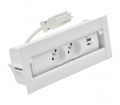 Mediaport Spinner: 2x250V typ E+ładowarka USB A-C, szybkozłącze w układzie Wieland, biały Simon 480 48610E20B000000-33