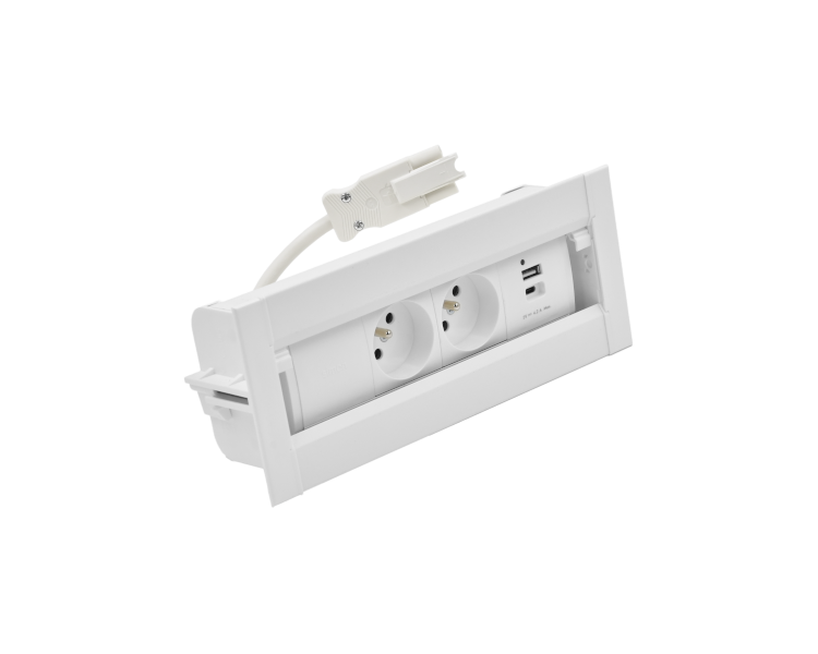 Mediaport Spinner: 2x250V typ E+ładowarka USB A-C, szybkozłącze w układzie Wieland, biały Simon 480 48610E20B000000-33 Mediaport Spinner: 2x250V typ E+ładowarka USB A-C, szybkozłącze w układzie Wieland, biały Simon 480 48610E20B000000-33