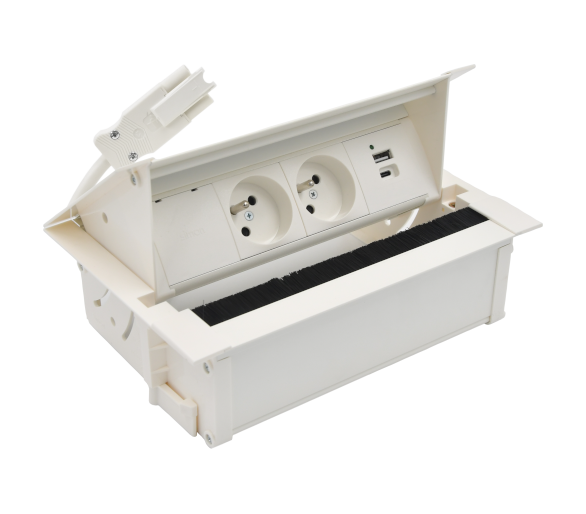 Mediaport Cover: 2x250V typ E+ładowarka USB A-C, przewód 10 cm, biały Simon 48730E20B000000-33