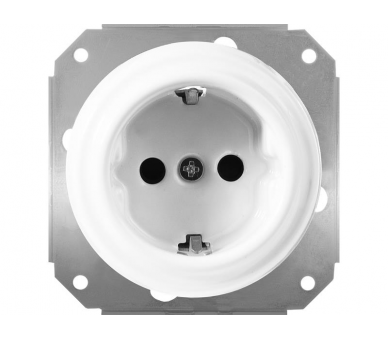Gniazdo pojedyncze 2P+Z Schuko Retro ceramic bez ramki, 16A-250V~ białe