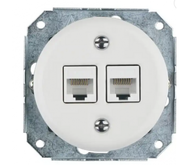Gniazdo LAN 2xRJ45 kat.6 Retro ceramic bez ramki - białe