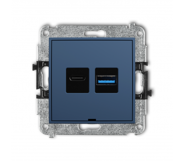 Ładowarka USB podwójna USB C + USB A, 30W max., bez pola opisowego, navy blue Karlik Mini