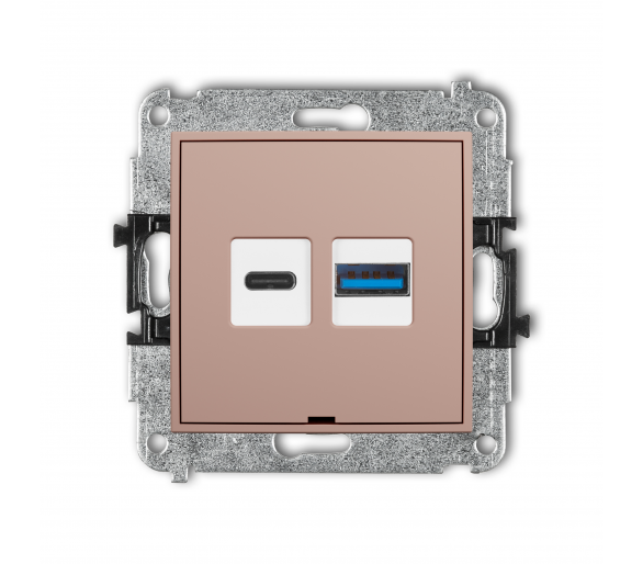 Ładowarka USB podwójna USB C + USB A, 30W max., bez pola opisowego, łososiowy Karlik Mini