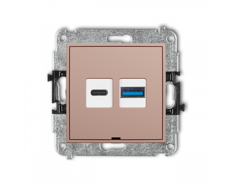 Ładowarka USB podwójna USB C + USB A, 30W max., bez pola opisowego, łososiowy Karlik Mini