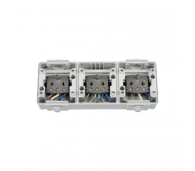 Gniazdo zasilające natynkowe potrójne z ochroną styków TEKNO IP65 szare