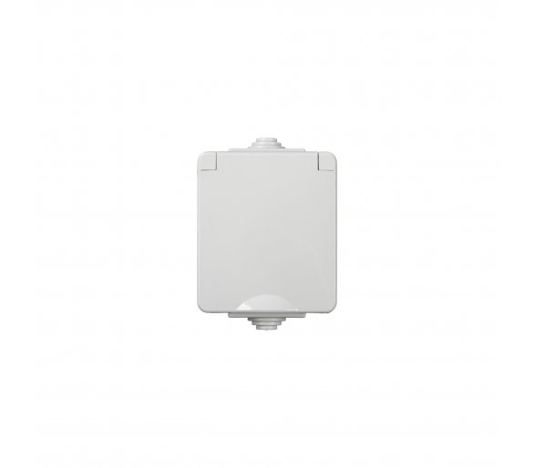 Gniazdo zasilające natynkowe pojedyncze z ochroną styków TEKNO IP65 szare