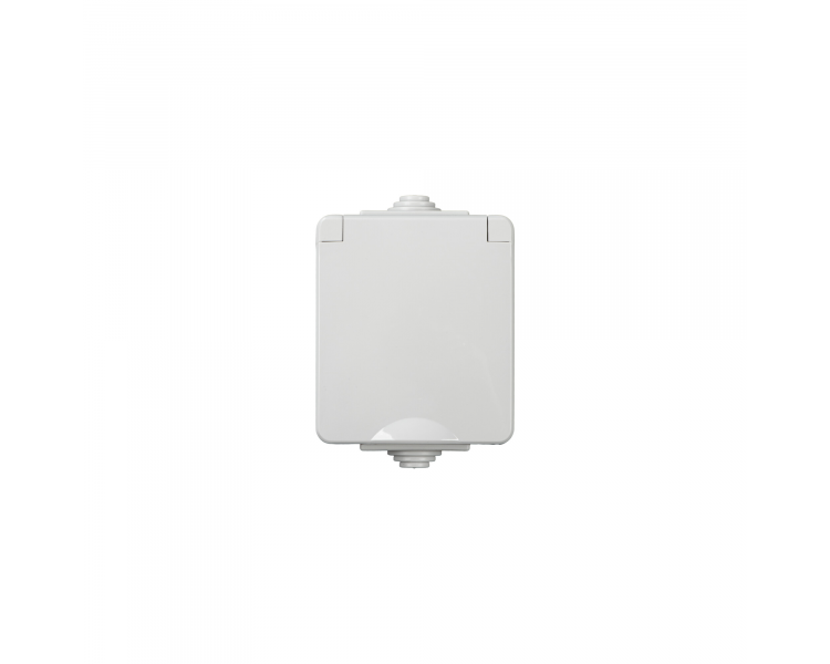 Gniazdo zasilające natynkowe pojedyncze z ochroną styków TEKNO IP65 szare