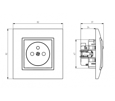 Gniazdo pojedyncze z uziemieniem z przesłonami torów prądowych, z ładowarką USB A+C Srebro Ospel Aria