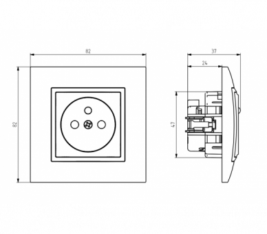 Gniazdo pojedyncze z uziemieniem z przesłonami torów prądowych, z ładowarką USB A+C Szary mat Ospel Aria