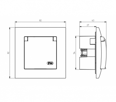 Gniazdo bryzgoszczelne z uziemieniem schuko IP-44 wieczko w kolorze wyrobu Biały Ospel Aria