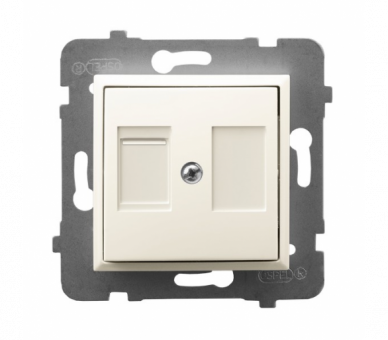 Obudowa gniazda pojedynczego z przesłoną typu Keystone prosta Ecru Ospel Aria
