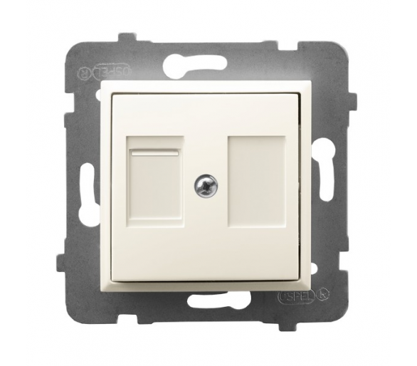 Obudowa gniazda pojedynczego z przesłoną typu Keystone prosta Ecru Ospel Aria