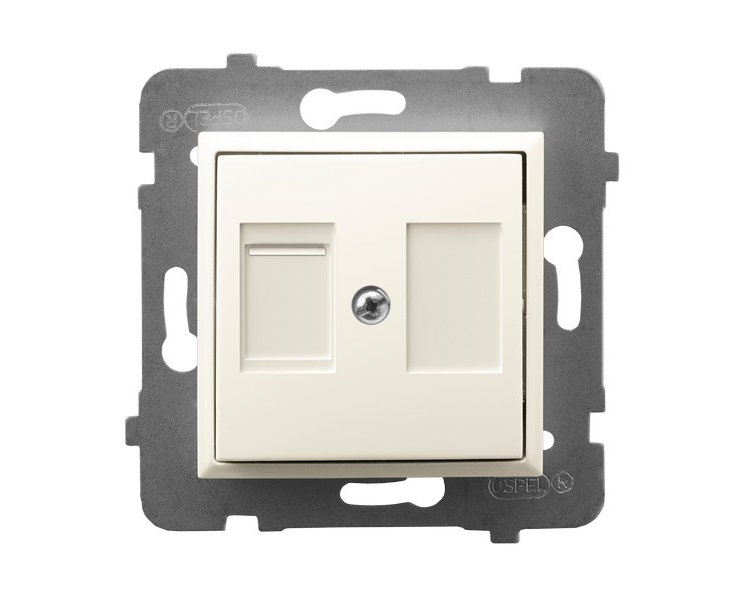 Obudowa gniazda pojedynczego z przesłoną typu Keystone prosta Ecru Ospel Aria