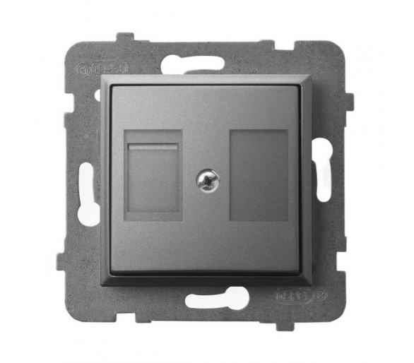 Obudowa gniazda pojedynczego z przesłoną typu Keystone prosta Szary mat Ospel Aria