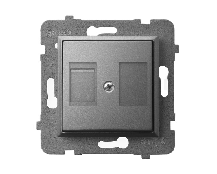 Obudowa gniazda pojedynczego z przesłoną typu Keystone prosta Szary mat Ospel Aria