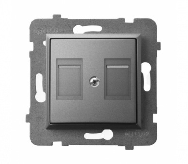 Obudowa gniazda podwójnego z przesłoną typu Keystone prosta Szary mat Ospel Aria