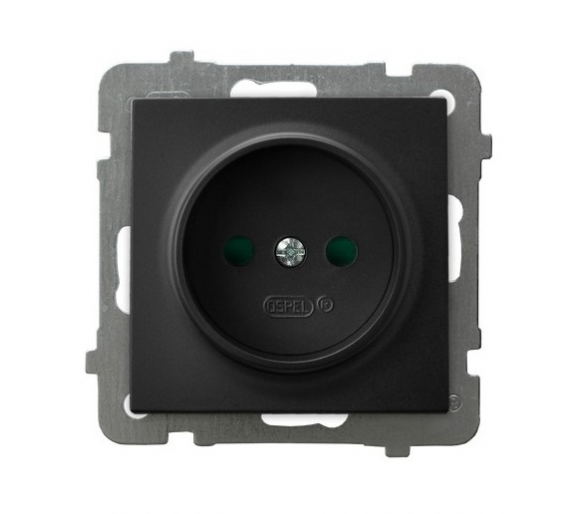 Gniazdo pojedyncze z przesłonami torów prądowych Czarny matowy Ospel As