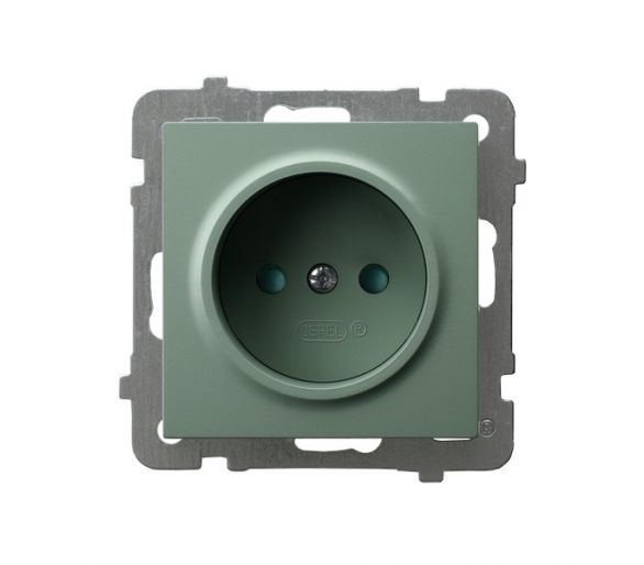 Gniazdo pojedyncze z przesłonami torów prądowych Zielony mat Ospel As