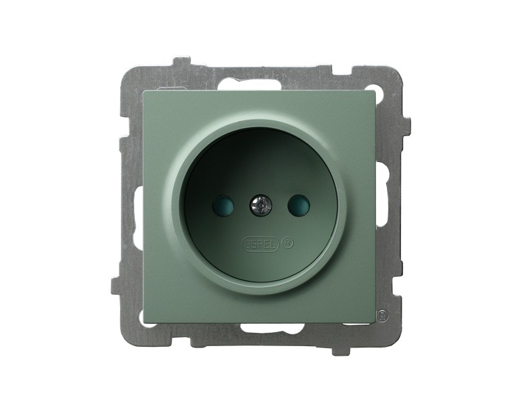 Gniazdo pojedyncze z przesłonami torów prądowych Zielony mat Ospel As