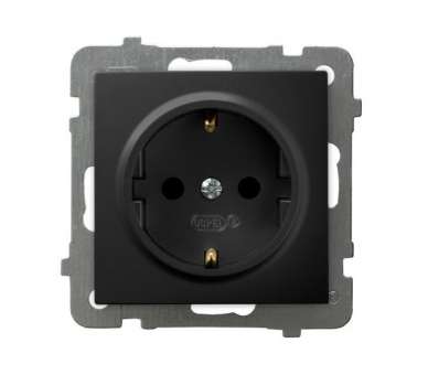 Gniazdo pojedyncze z uziemieniem schuko Czarny matowy Ospel As