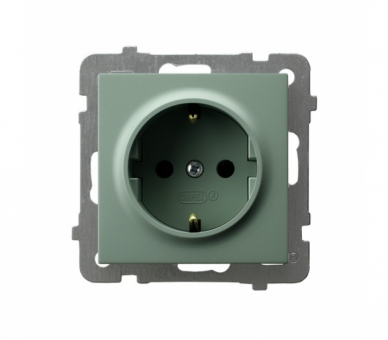 Gniazdo pojedyncze z uziemieniem schuko Zielony mat Ospel As
