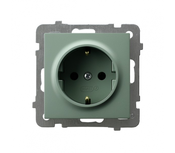 Gniazdo pojedyncze z uziemieniem schuko Zielony mat Ospel As
