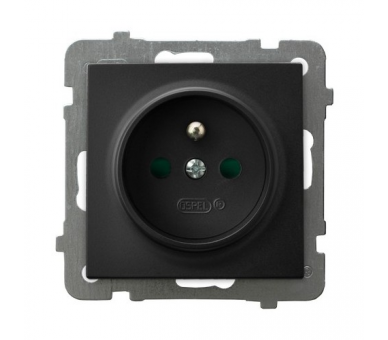 Gniazdo pojedyncze z uziemieniem z przesłonami torów prądowych Czarny matowy Ospel As