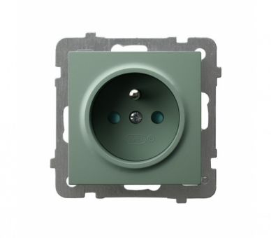 Gniazdo pojedyncze z uziemieniem z przesłonami torów prądowych Zielony mat Ospel As